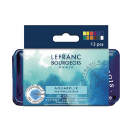 Набір акварельних фарб Lefranc Bourgeois Fine Watercolour Set, кювети, 12 шт. + пензлик Набір акварельних фарб Lefranc Bourgeois Fine Watercolour Set, кювети, 12 шт. + пензлик