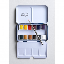 Набір акварельних фарб Lefranc Bourgeois Fine Watercolour Set, кювети, 12 шт. + пензлик Набір акварельних фарб Lefranc Bourgeois Fine Watercolour Set, кювети, 12 шт. + пензлик