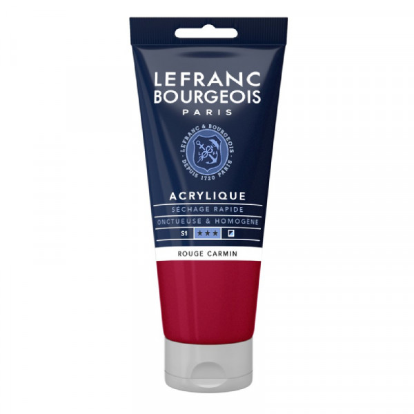 Краска акриловая Lefranc Fine Acrylic Color Serie 2 №328 Carmine Red (Карминовый красный), 80 мл.