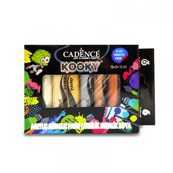 Набір акрилових фарб для декору Cadence Kooky Metallic Acrylic Paint, 6*15 мл