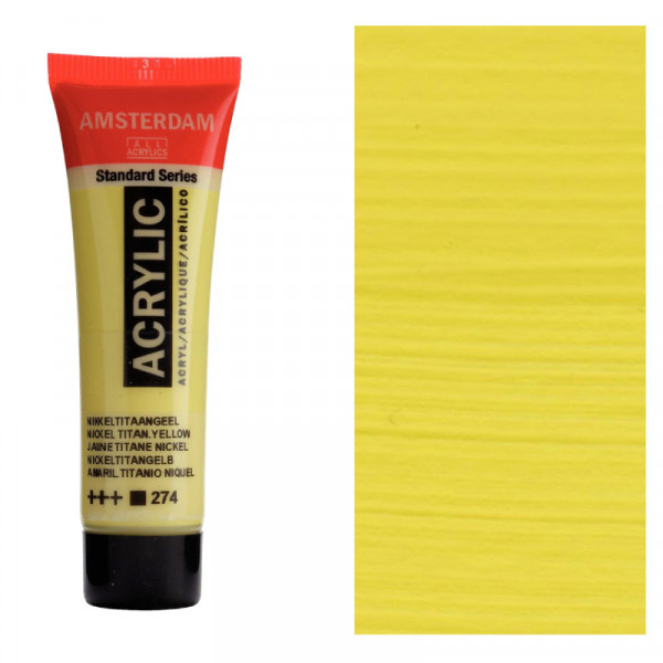 Акрилова фарба AMSTERDAM Standard, №274 Нікелево-титановий жовтий, 20 мл, RoyalTalens