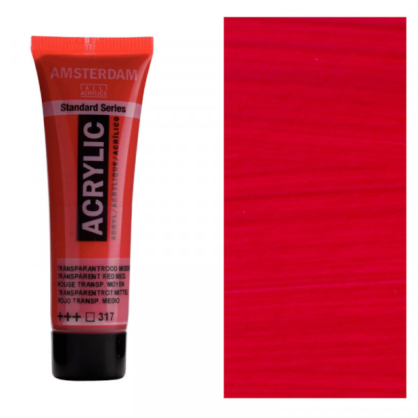 Акрилова фарба AMSTERDAM Standard, №317 Прозорий червоний середній, 20 мл, RoyalTalens