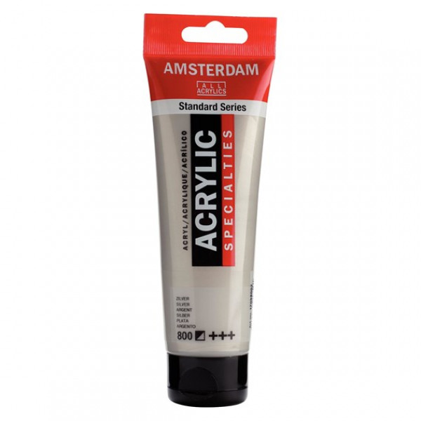 Акриловая краска AMSTERDAM Standard, №800 Серебро, 120 мл, RoyalTalens