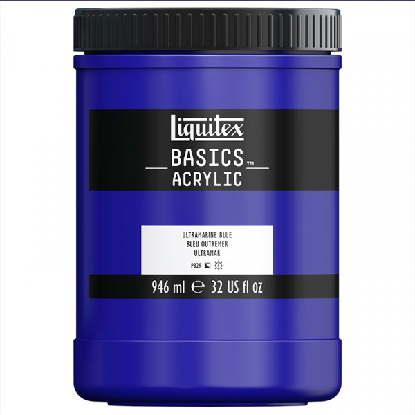 Акрилова фарба Liquitex BASICS, №380 Ультрамарин синій 946 мл