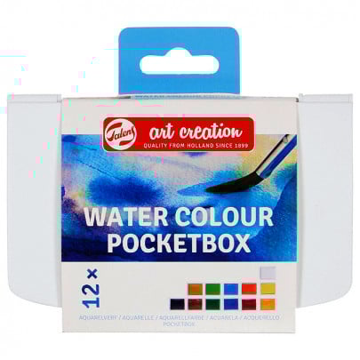 Набор акварельных красок TALENS ART CREATION Pocket box, 12 цветов, кисть и спонж, Royal Talens