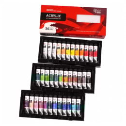 Набір акрилових фарб 36 кольорів, туби по 10 мл, ROSA Studio