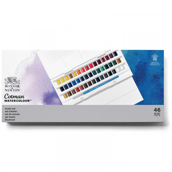 Набор акварельных красок Winsor&Newton Cotman Half Pan Studio Set, 45 цветов
