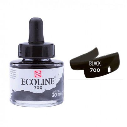 Акварельна фарба рідка №700 Чорна 30 мл, Ecoline Royal Talens