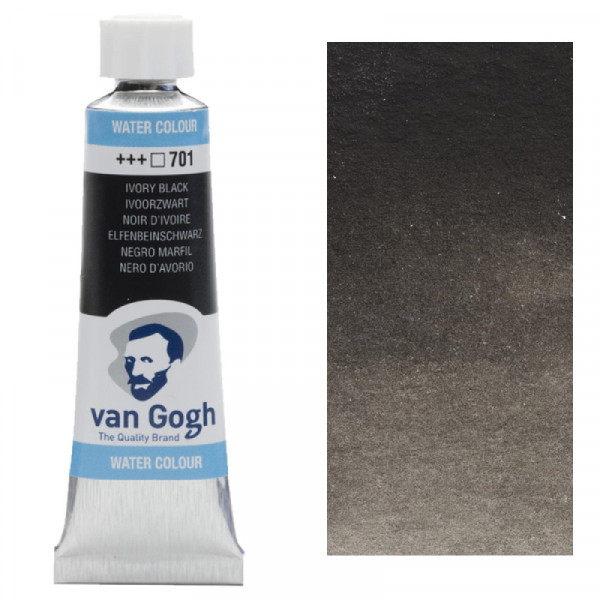 Краска акварельная Van Gogh, туба 10 мл, №701 Ivory Black, RoyalTalens