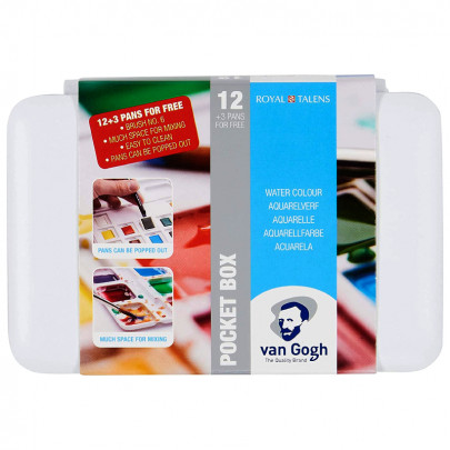 Набір акварельних фарб Van Gogh, 15 кювет, пластиковий пенал, RoyalTalens 