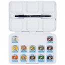 Набор акварельных красок Van Gogh, Pocket box SHADES OF NATURE, кюветы 12 цв., в пластиковом пенале + кисточка, RoyalTalens