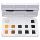 Набор акварельных красок Van Gogh, Pocket box SHADES OF NATURE, кюветы 12 цв., в пластиковом пенале + кисточка, RoyalTalens