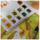 Набор акварельных красок Van Gogh, Pocket box SHADES OF NATURE, кюветы 12 цв., в пластиковом пенале + кисточка, RoyalTalens