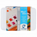 Набор акварельных красок Van Gogh, Pocket box VIBRANT COLOURS, кюветы 12 цв., в пластиковом пенале + кисточка, RoyalTalens