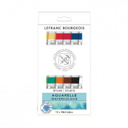Набір акварельних фарб 12x10 мл, картон. уп. Lefranc Studio Watercolour Set, 301448  Набір акварельних фарб 12x10 мл, картон. уп. Lefranc Studio Watercolour Set, 301448