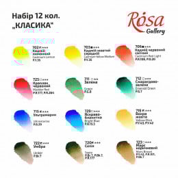 Набір акварельних фарб "Класика" ROSA Gallery, 12 шт, кювети, картон Набір акварельних фарб "Класика" ROSA Gallery, 12 шт, кювети, картон