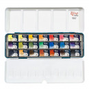Набор акварельных красок "Классика" ROSA Gallery, 21 цвет в кюветах, металлический бирюзовый пенал