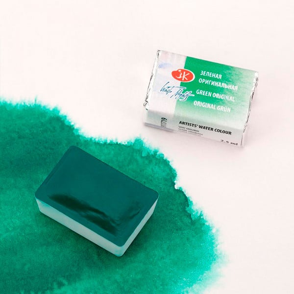 Акварельна фарба Білі Ночі №719 Зелена оригінальна, 2,5 мл.