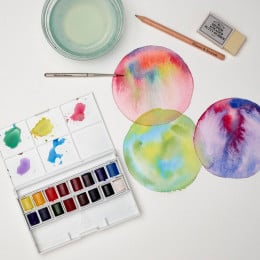 Набір акварельних фарб Cotman Half Pan Studio Set, 16 шт + пензлик Набір акварельних фарб Cotman Half Pan Studio Set, 16 шт + пензлик