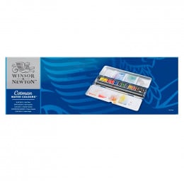 Набір акварельних фарб Winsor & Newton Cotman Blue Box, 12 кольорів в металевому пеналі Набір акварельних фарб Winsor & Newton Cotman Blue Box, 12 кольорів в металевому пеналі