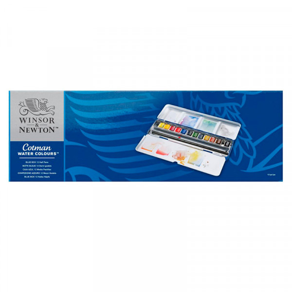 Набір акварельних фарб Winsor & Newton Cotman Blue Box, 12 кольорів в металевому пеналі
