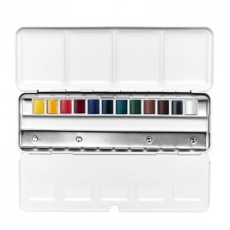 Набір акварельних фарб Winsor & Newton Cotman Blue Box, 12 кольорів в металевому пеналі Набір акварельних фарб Winsor & Newton Cotman Blue Box, 12 кольорів в металевому пеналі