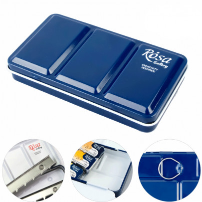 Металлический пенал для акварельных красок в кюветах на 12 шт., ROSA Gallery