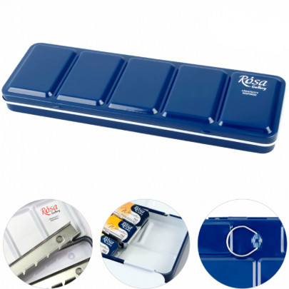 Металлический пенал для акварельных красок в кюветах на 21 шт., индиго ROSA Gallery