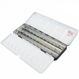 Металлический пенал для акварельных красок в кюветах на 21 шт., индиго ROSA Gallery