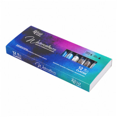 Набір акварельних фарб 12 кольорів в тубах, картон, ROSA Gallery