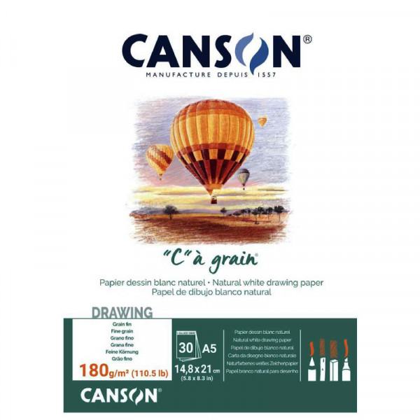 Альбом (склейка) для ескізів “C” à grain, А5, 30 аркушів, 180 г/м2, Canson