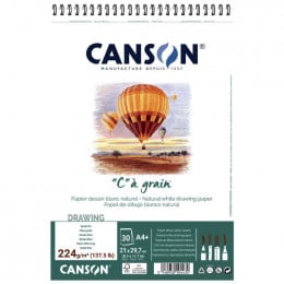 Альбом для ескізів на спіралі “C” à grain, А4, 30 аркушів, 224 г/м2, Canson