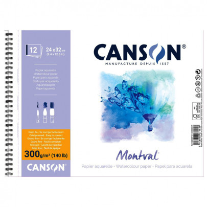 Альбом для акварели на спирале Canson Montval, 300 г/кв.м., 12 листов
