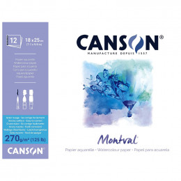 Альбом (блок) для акварелі Canson Montval 12 аркушів 270 г/м2 18х25 см
