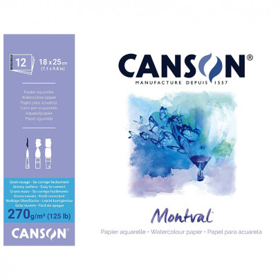 Альбом для акварели на спирале Canson Montval, 270 г/кв.м., 12 листов
