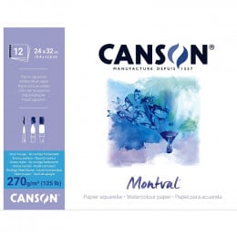 Альбом (блок) для акварелі Canson Montval 12 аркушів 270 г/м2 24х32 см