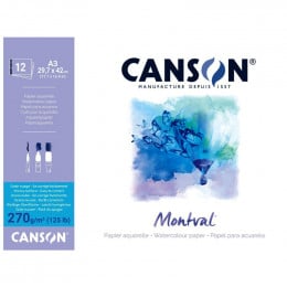 Альбом (блок) для акварелі Canson Montval 12 аркушів 270 г/м2 А3 (29,7 х42 см)