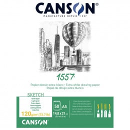 Альбом (блок) паперу для нарисів Canson 1557 Croquis А5 14,8*21 см, 120 г/м2, 50 аркушів
