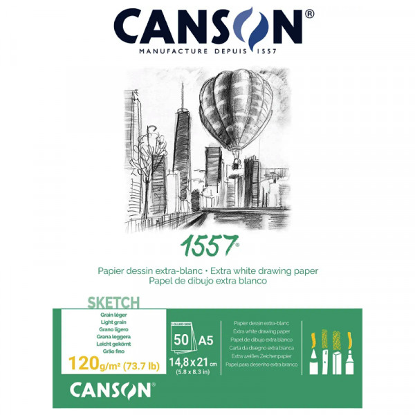 Альбом (блок) паперу для нарисів Canson 1557 Croquis А5 14,8*21 см, 120 г/м2, 50 аркушів