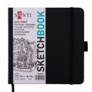 Скетчбук для графіки Santi, 18*18 см, 110 г/м2, 80 аркушів, чорний