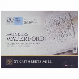 Альбом (блок) для акварелі, холодний прес, 100% бавовна, 20 аркушів 300 г/м2 23*31см, Saunders Waterford Hight White
