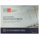 Альбом (блок) для акварели, горячий пресс, 100% хлопок, 20 листов 300 г/м2 23*31см, Saunders Waterford Hight White