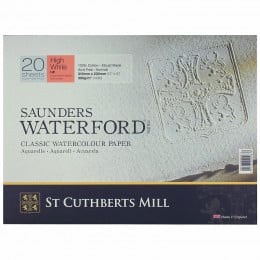 Альбом (блок) для акварелі, гарячий прес, 100% бавовна, 20 аркушів 300 г/м2 23*31см, Saunders Waterford Hight White