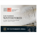 Альбом (блок) для акварелі, гарячий прес, 100% бавовна, 20 аркушів 300 г/м2 31*41 см, Saunders Waterford Hight White