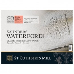 Альбом (блок) для акварелі, гарячий прес, 100% бавовна, 20 аркушів 300 г/м2 31*41 см, Saunders Waterford Hight White