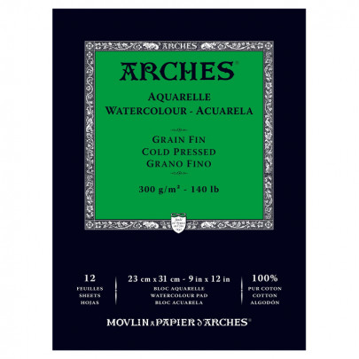Альбом (блок) для акварели, холодный пресс, 12 листов 300 г/м2,  (23*31 см) Arches Cold Pressed 
