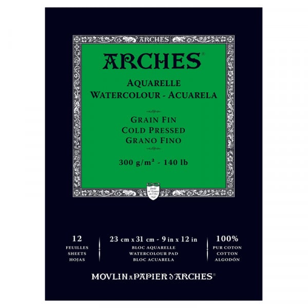 Альбом (блок) для акварели, холодный пресс, 12 листов 300 г/м2, 23*31 см Arches Cold Pressed 