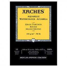 Альбом (блок) для акварелі, грубе зерно, Arches Rough Grain 15 листів 185 г/м2, А5 (14,8x21 см) 