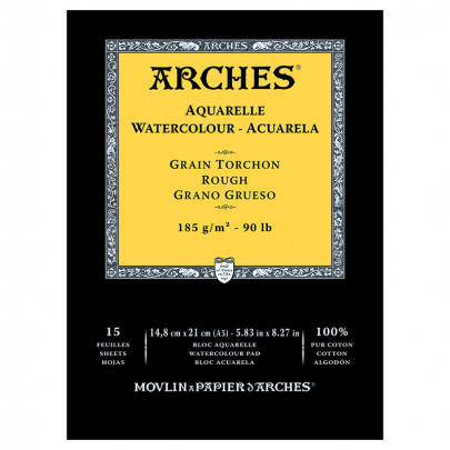 Альбом (блок) для акварелі, грубе зерно, Arches Rough Grain 15 листів 185 г/м2, А5 (14,8x21 см) 