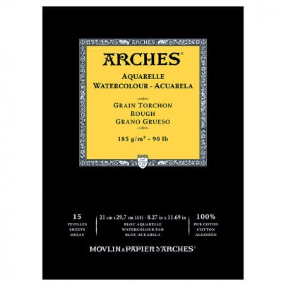 Альбом (блок) для акварелі, грубе зерно, Arches Rough Grain 15 листів 185 г/м2, 21x29,7 см